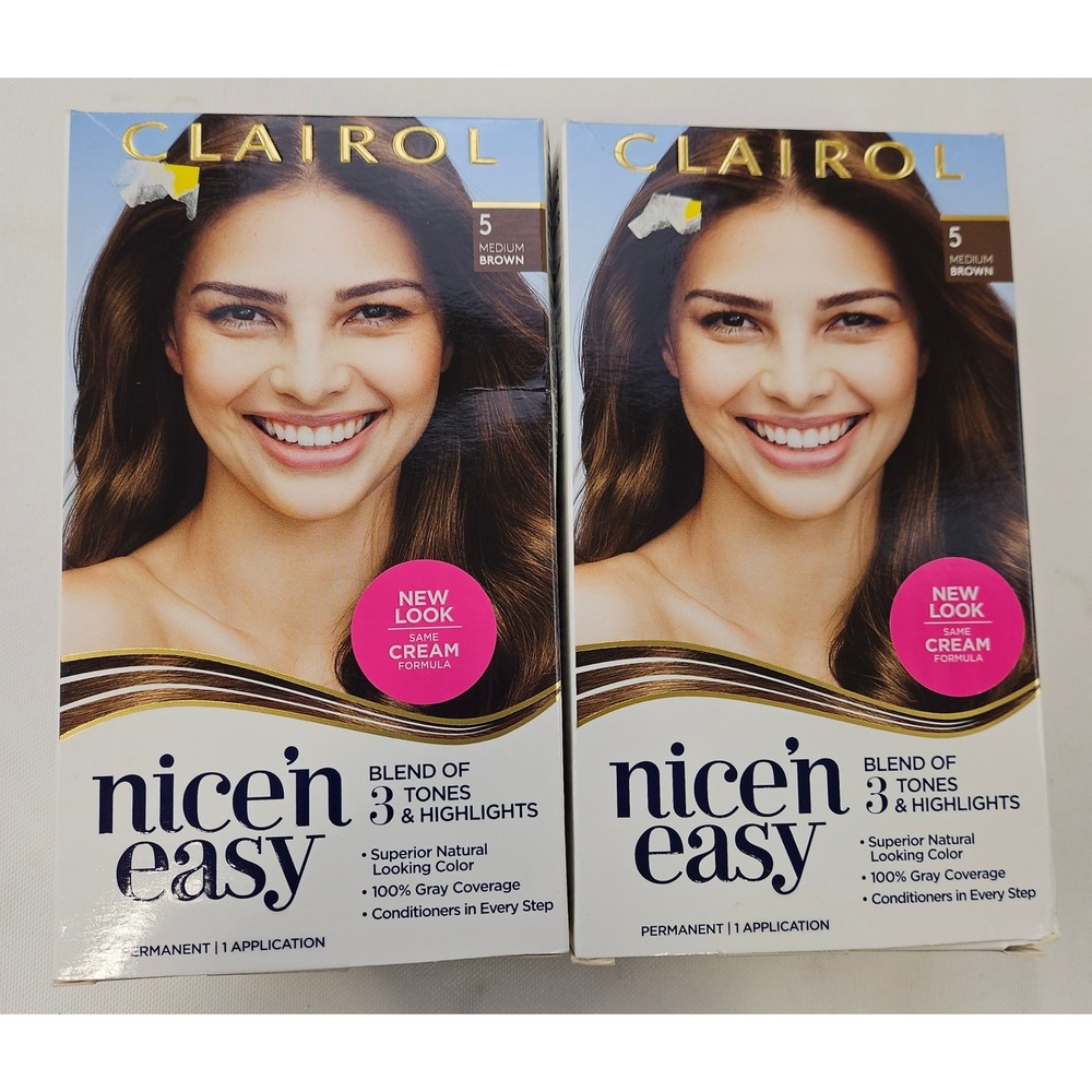 Clairol Nice'n Easy Permanent Hair Color 5 Medium Brown 2 Boxes Gray Coverage⁶